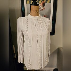 High neck white blouse